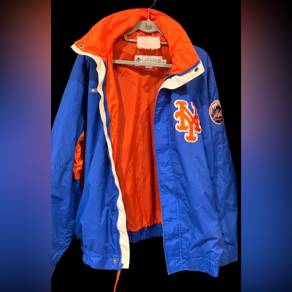 VTG NY METS Columbia Men's Blue and Orange Windbreaker - Picture 2 of 6